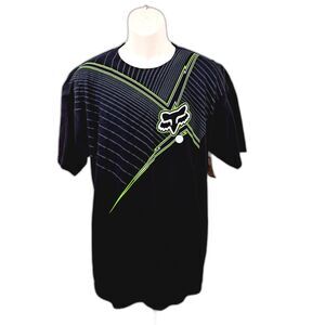 Fox Men's Black and Green Short Sleeve Tee